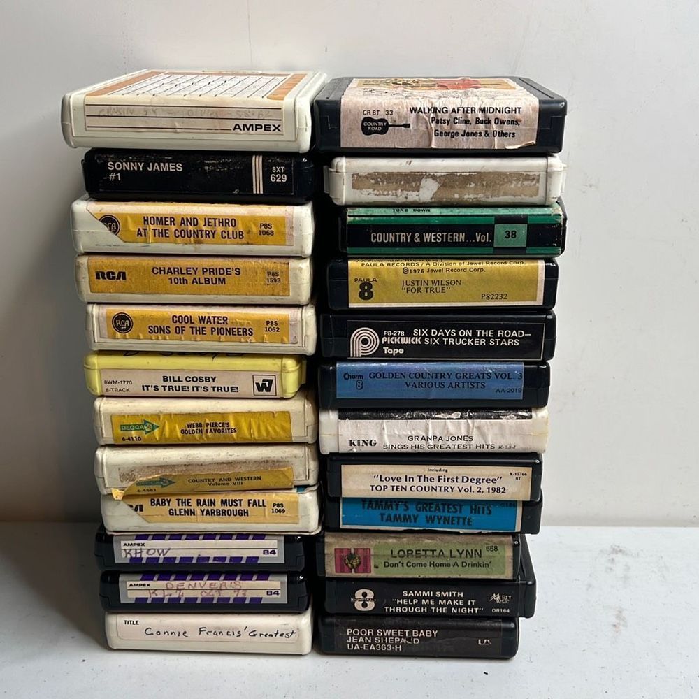 Patsy Cline Tammy Wynette Country Folk Comedy 8 Track Lot of 24